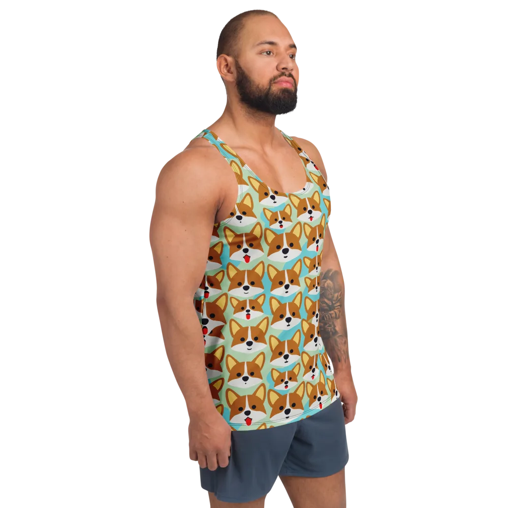 Corgi Parade on Men's Tank Top — Right Front
