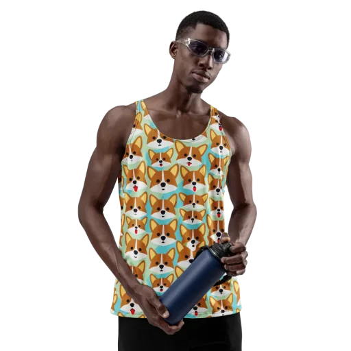 Corgi Parade on a Men's Tank Top