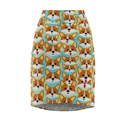 Corgi Parade on a Pencil Skirt