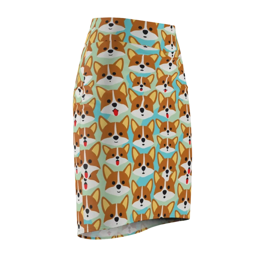 Corgi Parade on Pencil Skirt — Front Side
