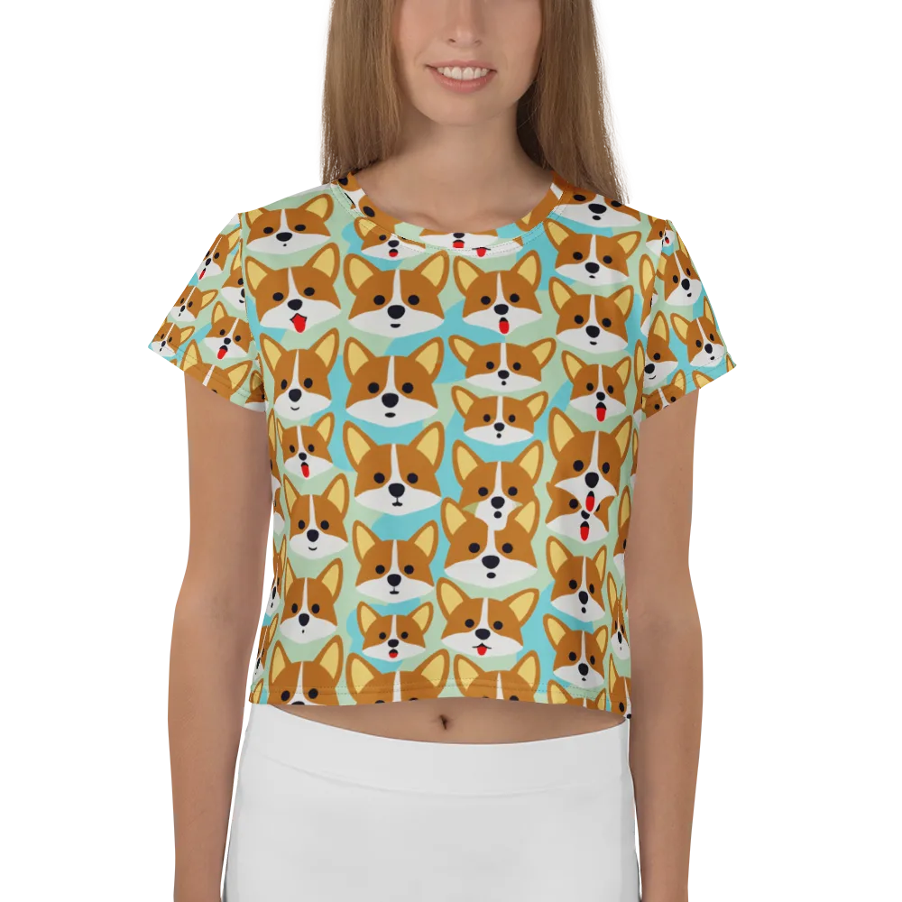 Corgi Parade on Crop Tee — Front