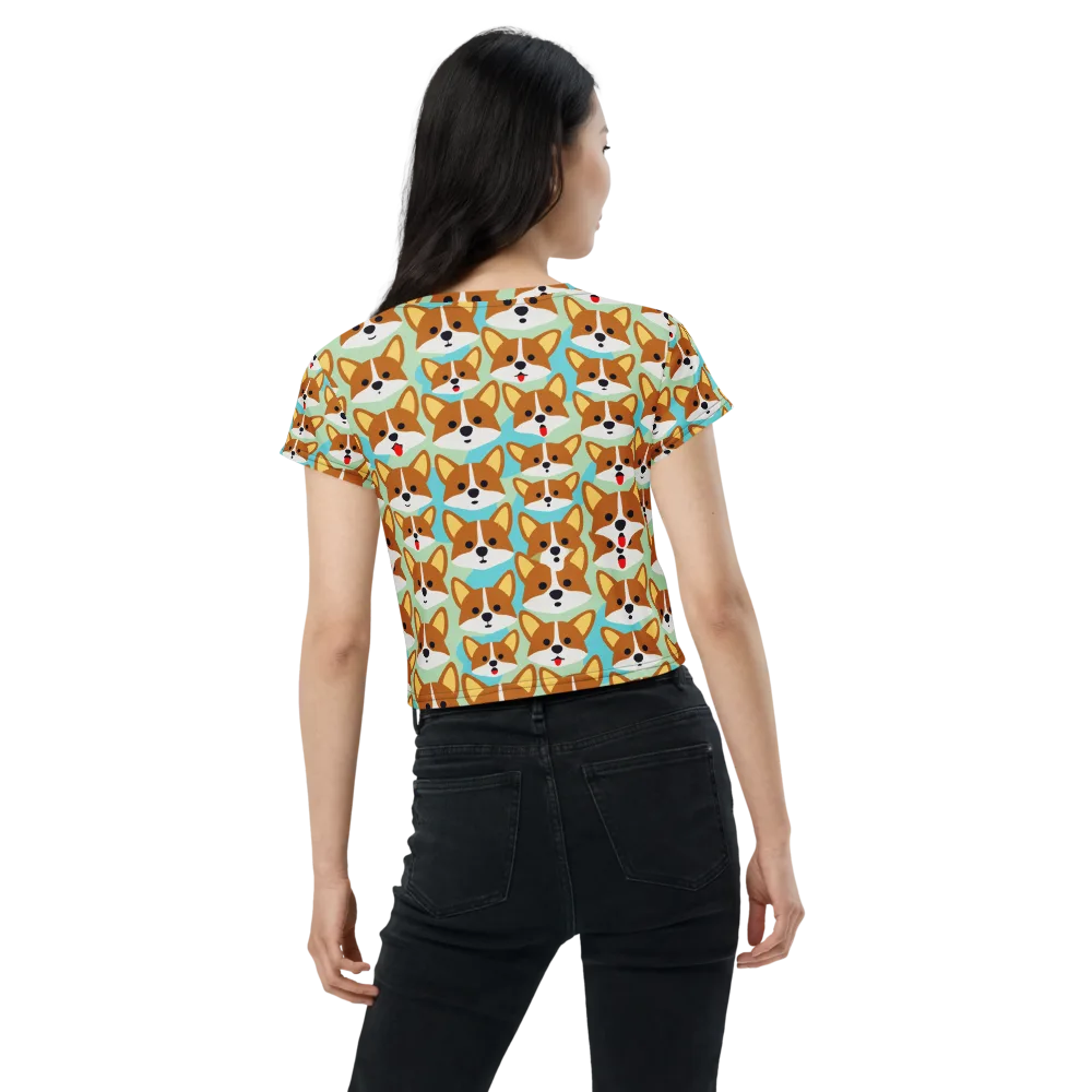 Corgi Parade on Crop Tee — Back