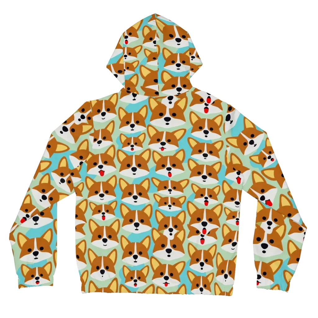 Corgi Parade on Women's Full-Zip Hoodie — Back