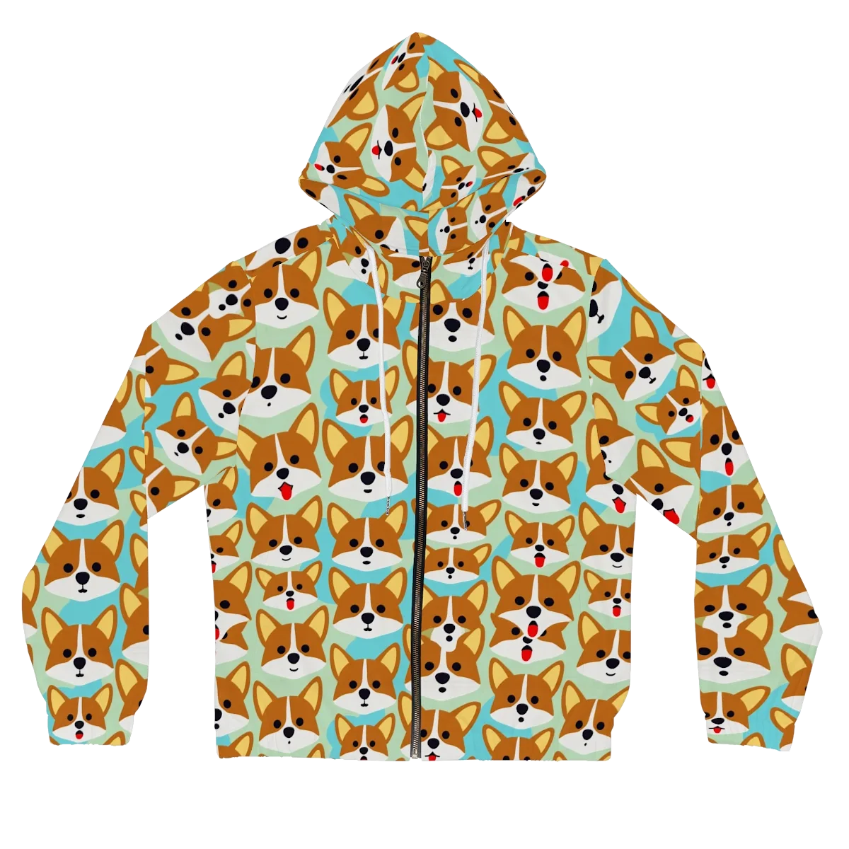 Corgi Parade on Women's Full-Zip Hoodie — Front