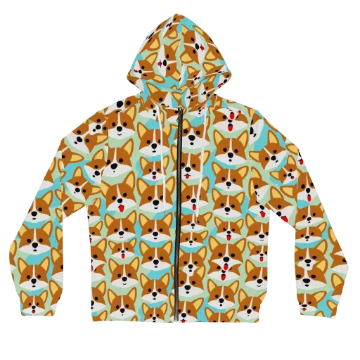 Corgi Parade on a Women's Full-Zip Hoodie