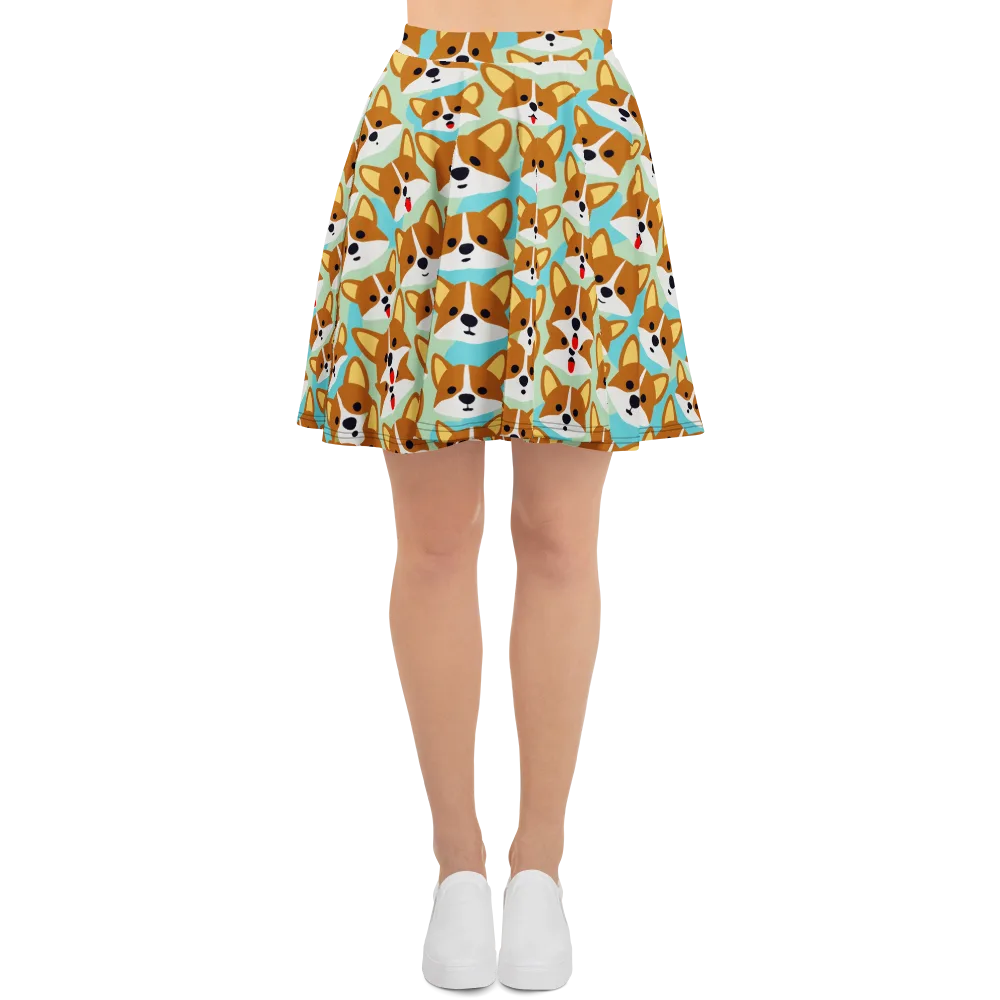 Corgi Parade on Skater Skirt — Front