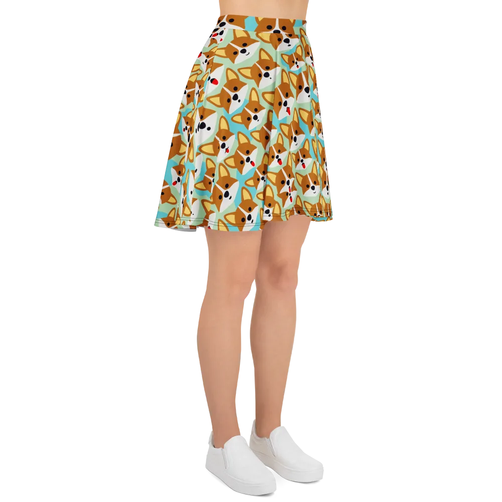 Corgi Parade on Skater Skirt — Right