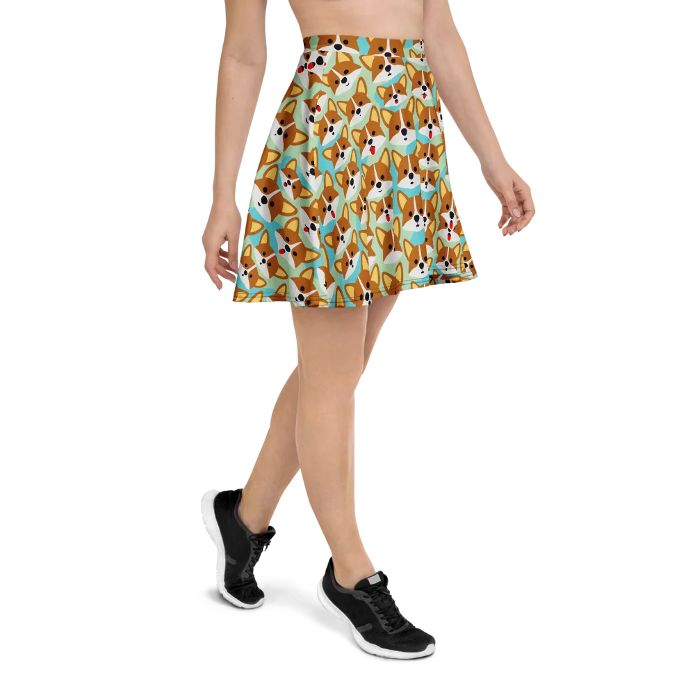 Corgi Parade on Skater Skirt — Right