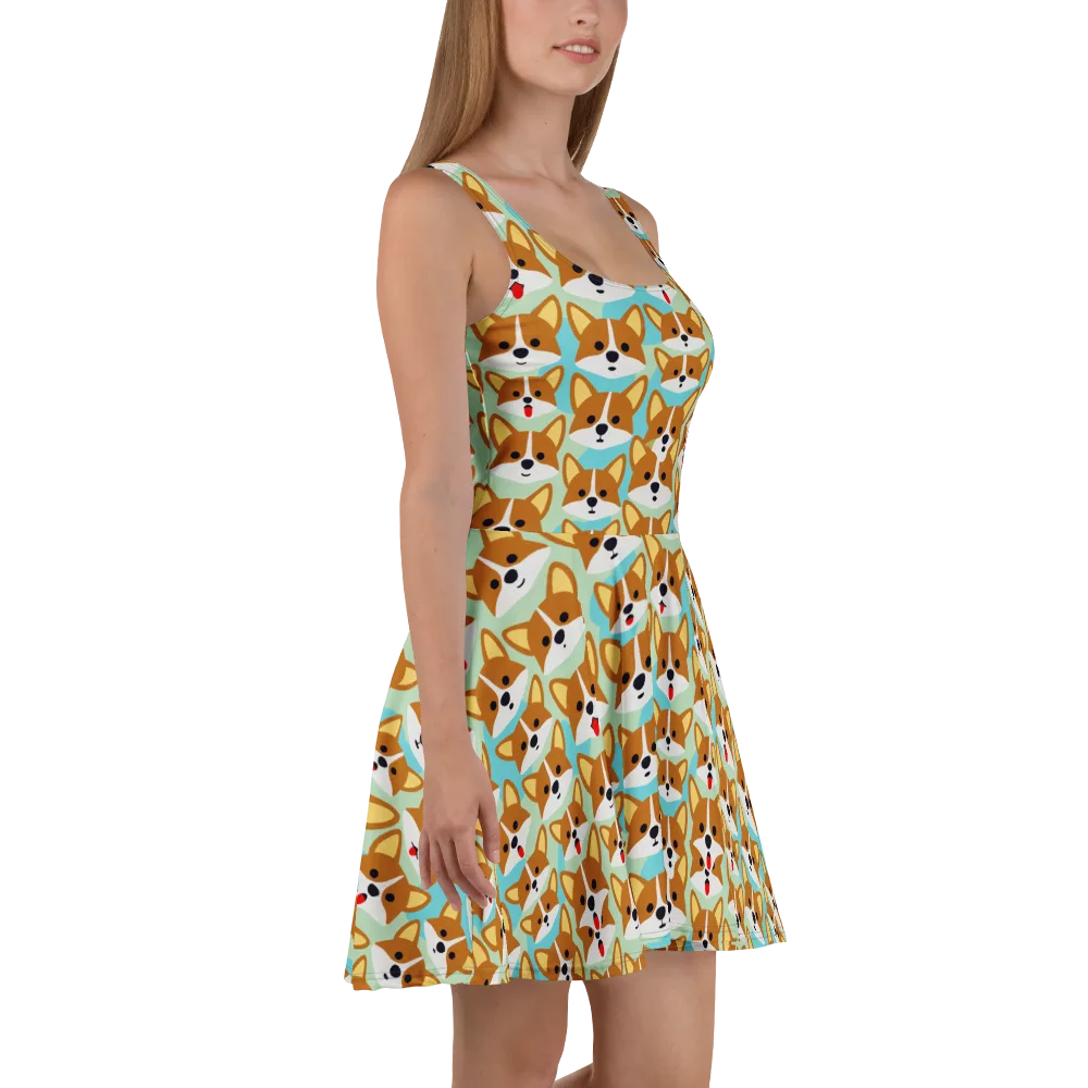 Corgi Parade on Skater Dress — Right