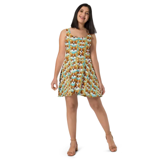 Corgi Parade on a Skater Dress