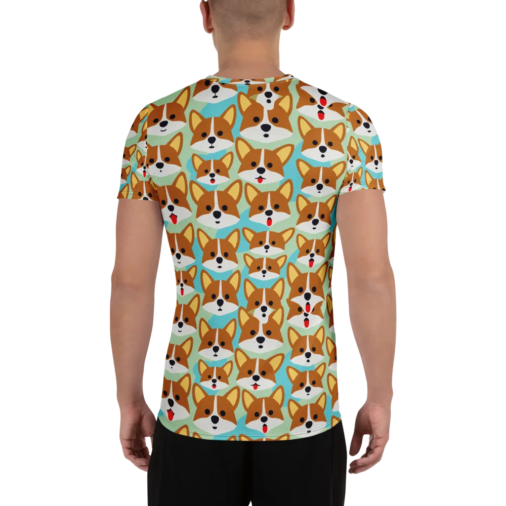 Corgi Parade on Men's Athletic T-Shirt — Back
