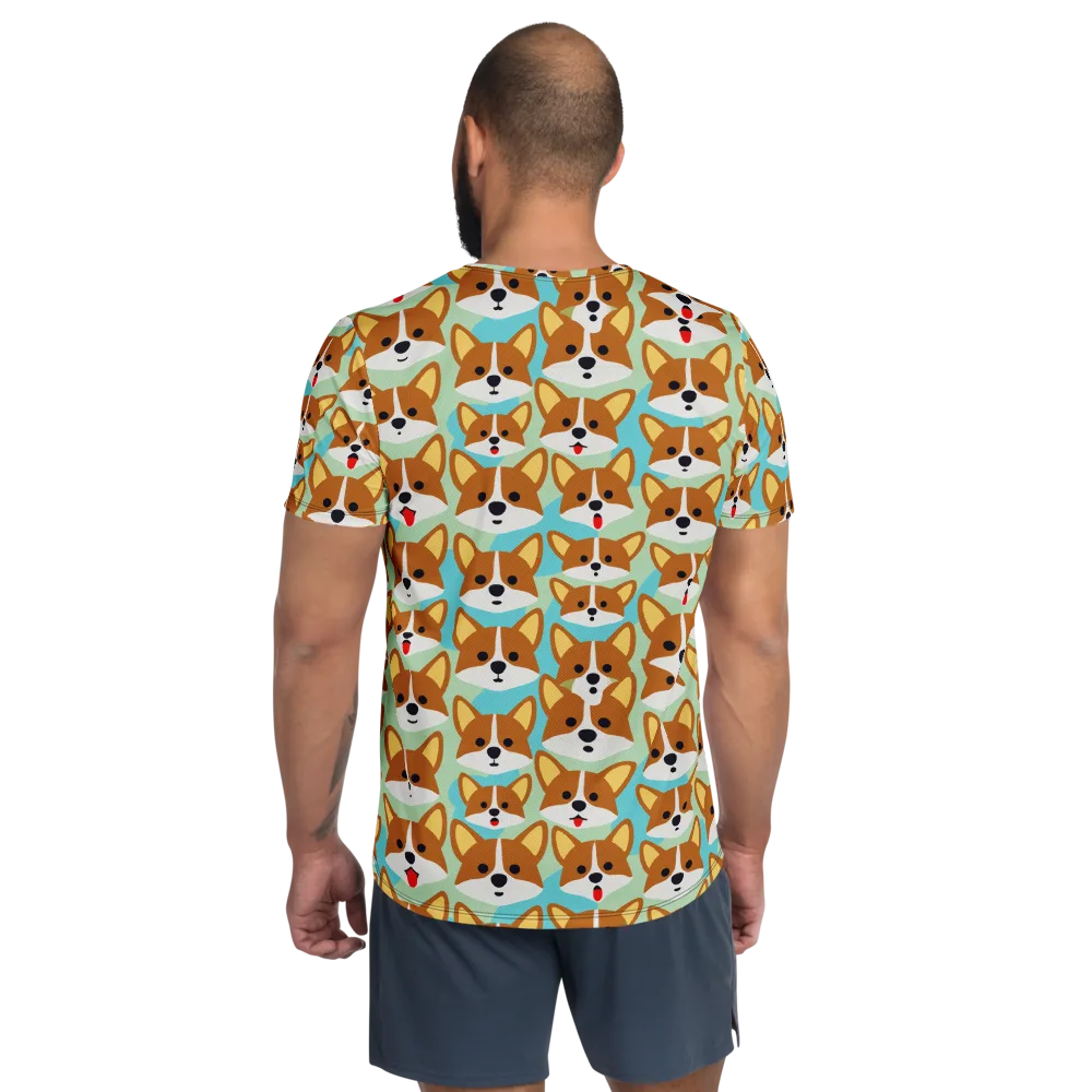 Corgi Parade on Men's Athletic T-Shirt — Back