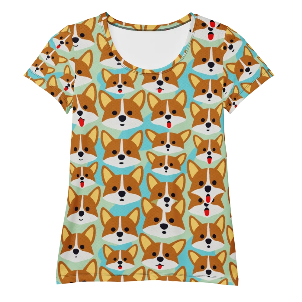 Corgi Parade on Women's Athletic T-Shirt — Front