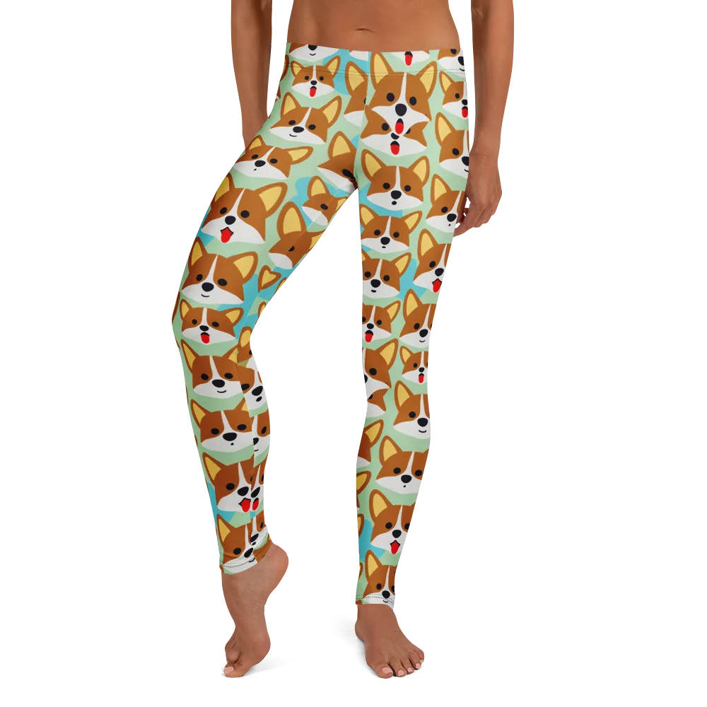 Corgi Parade on Leggings — Front