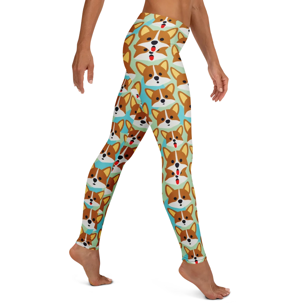 Corgi Parade on Leggings — Right