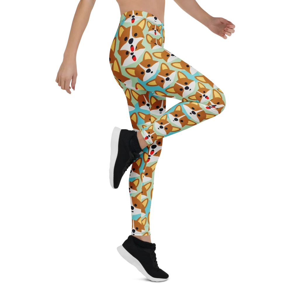 Corgi Parade on Leggings — Right
