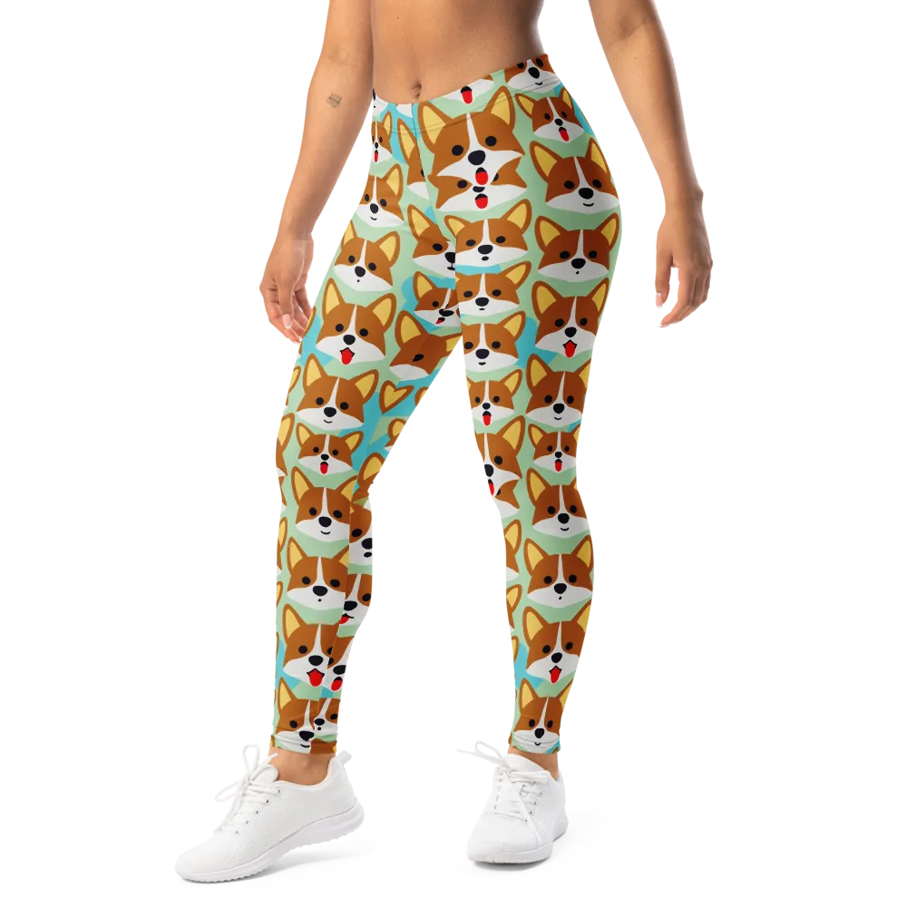 Corgi Parade on Leggings — Left Front