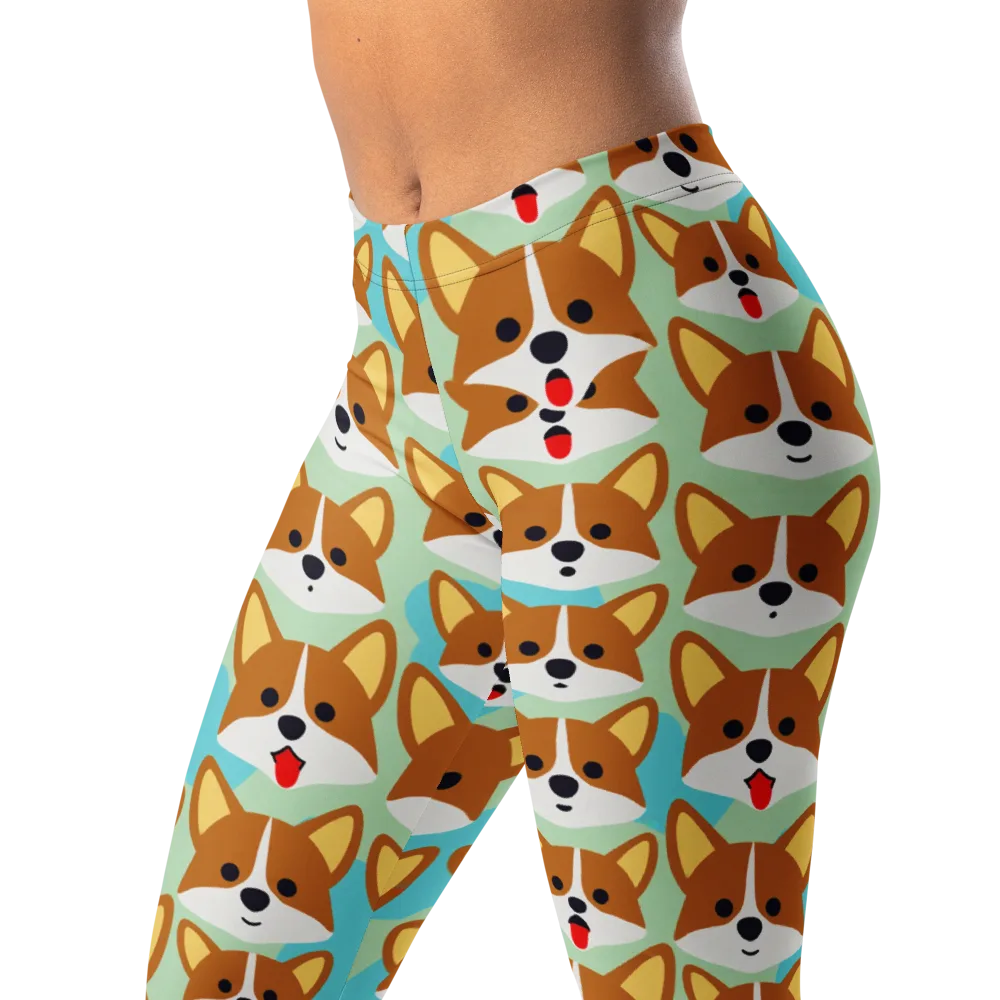 Corgi Parade on Leggings — Left Front