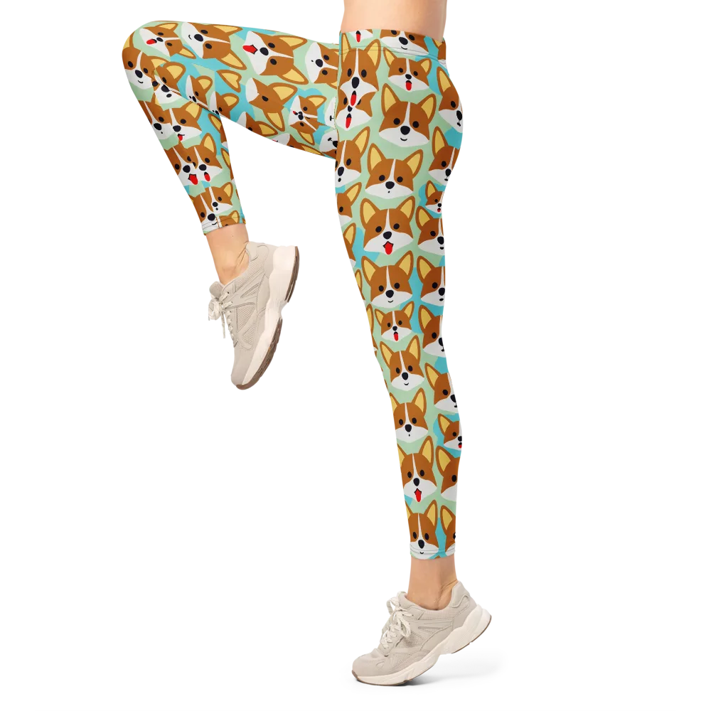 Corgi Parade on Leggings — Left