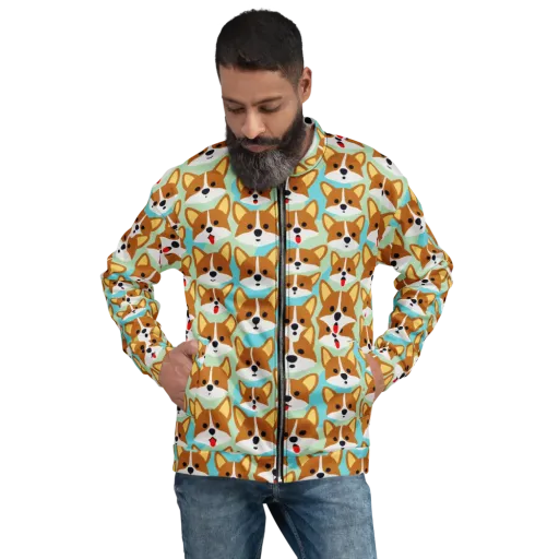 Corgi Parade on a Bomber Jacket
