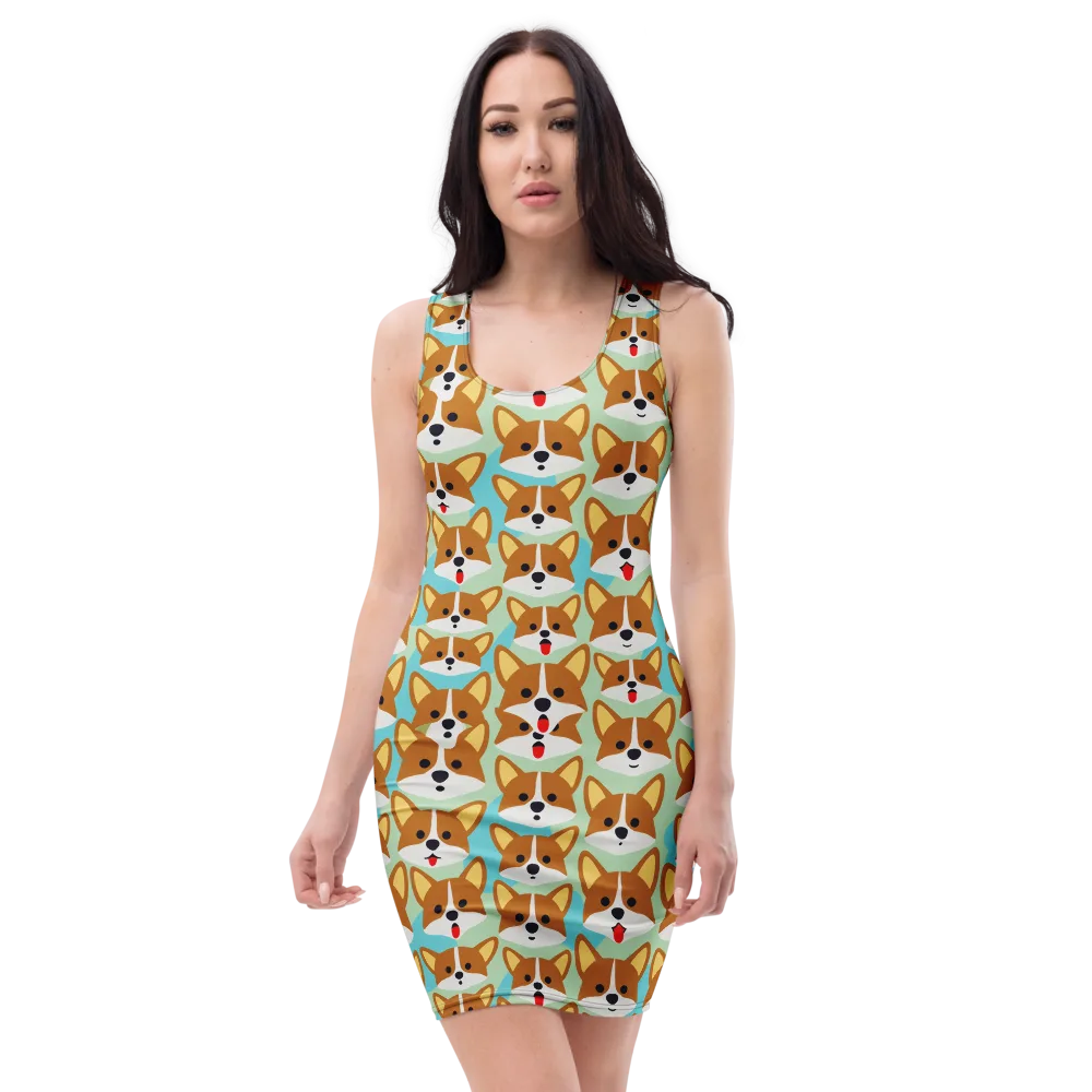 Corgi Parade on Bodycon Dress — Front