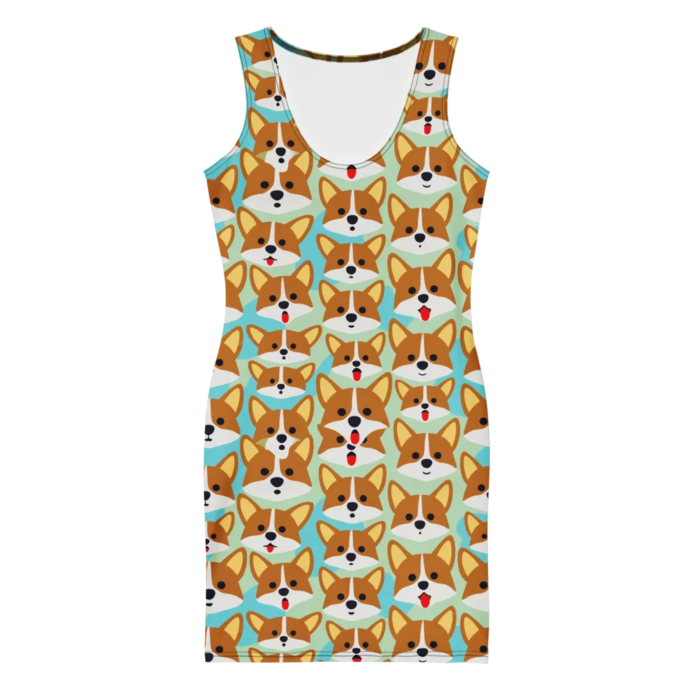 Corgi Parade on Bodycon Dress — Front