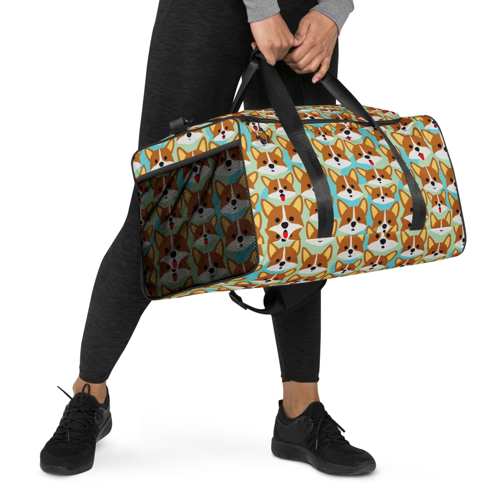 Corgi Parade on Duffle Bag — Right Front
