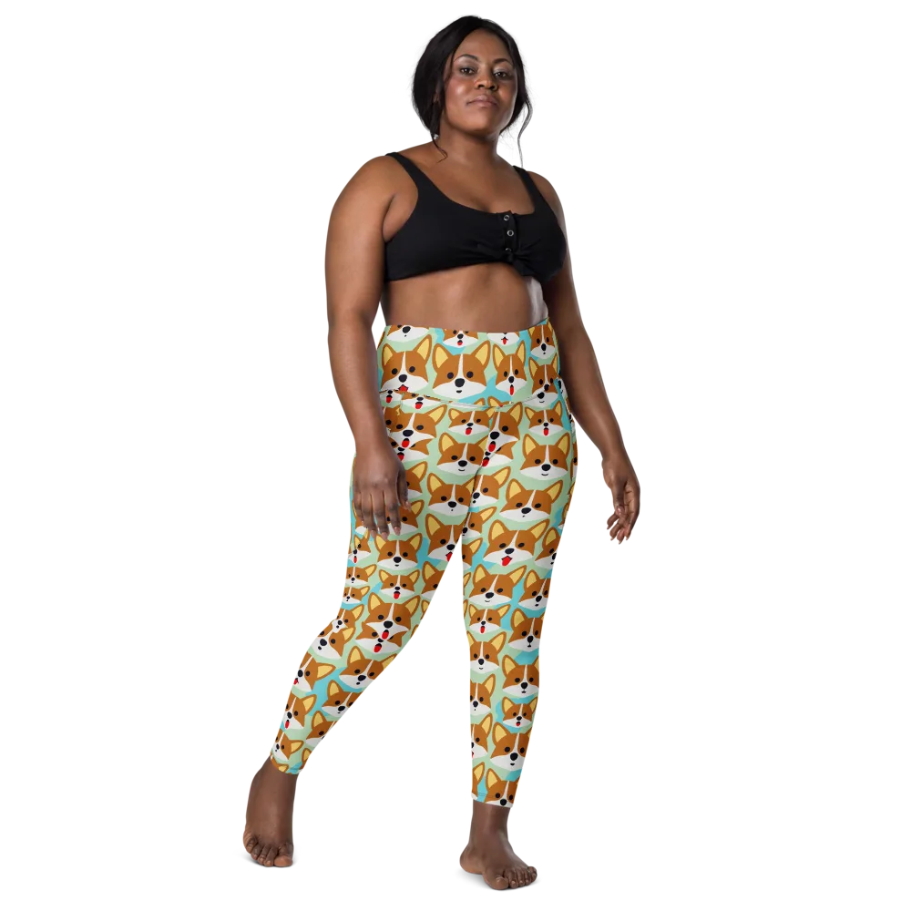 Corgi Parade on Leggings with Pockets — Front
