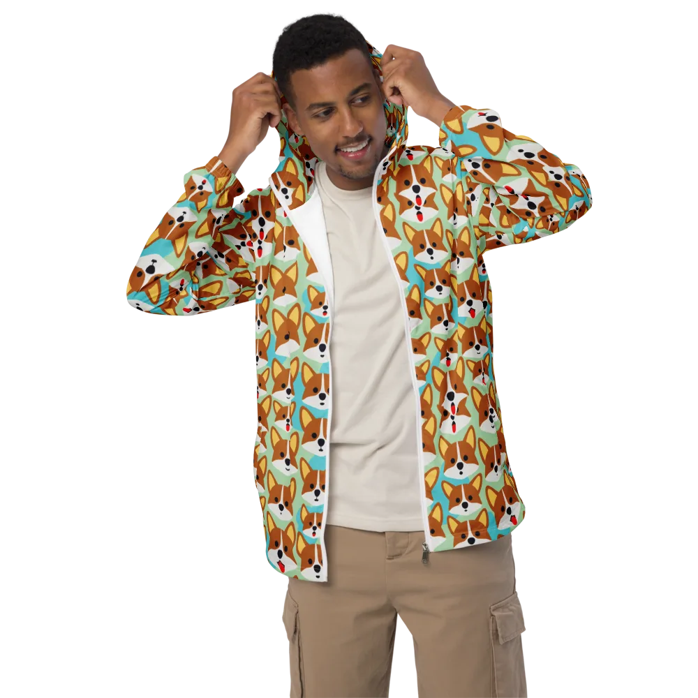 Corgi Parade on Men's Windbreaker — Front