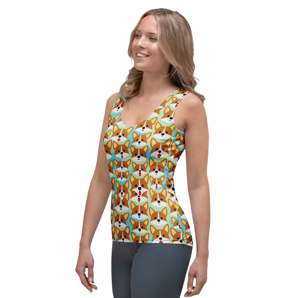 Corgi Parade on Women's Tank Top — Left Front