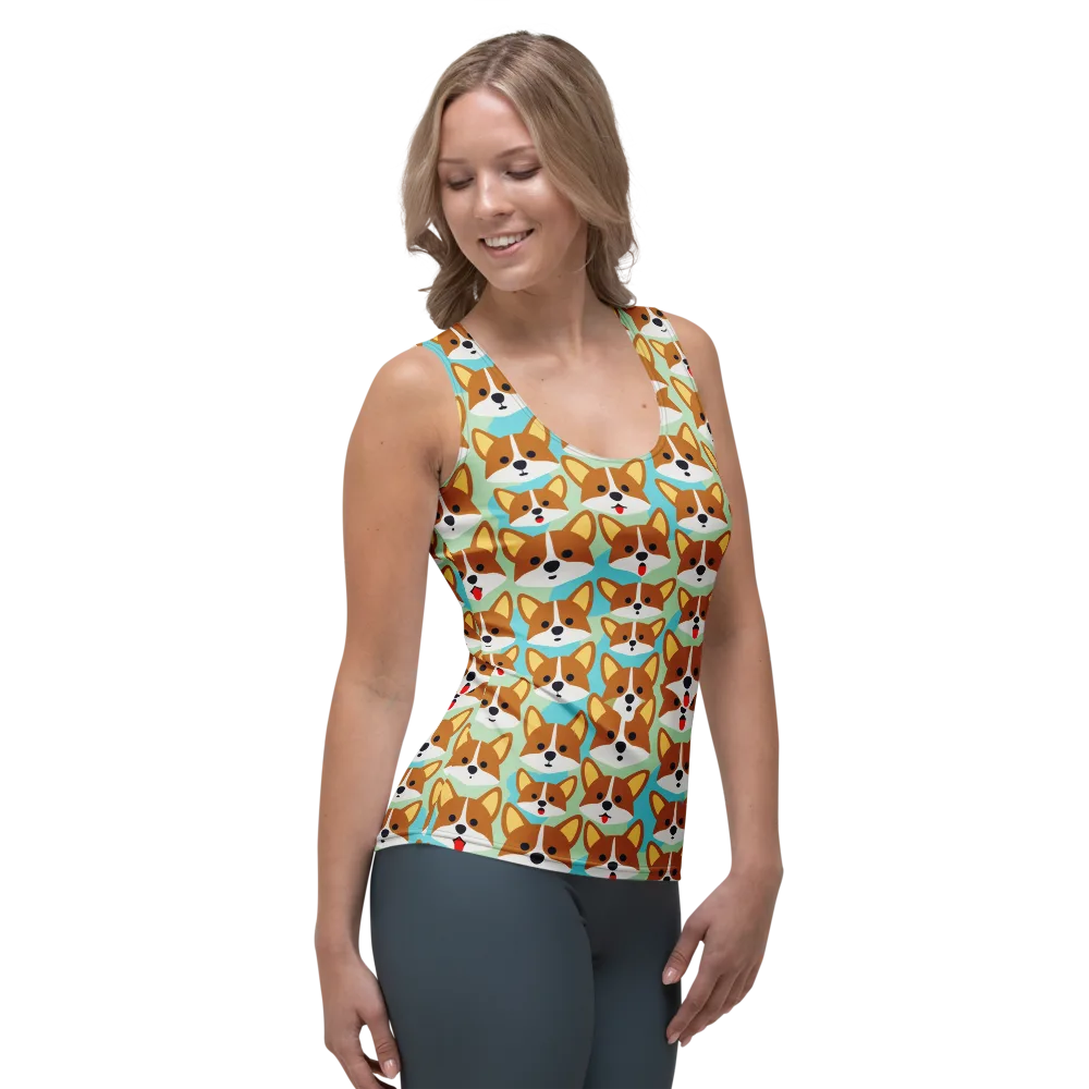 Corgi Parade on Women's Tank Top — Right Front