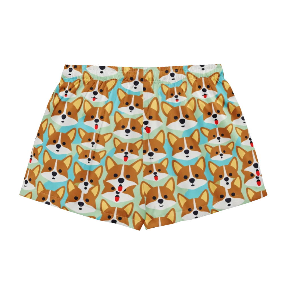 Corgi Parade on Women's Pajama Shorts — Back