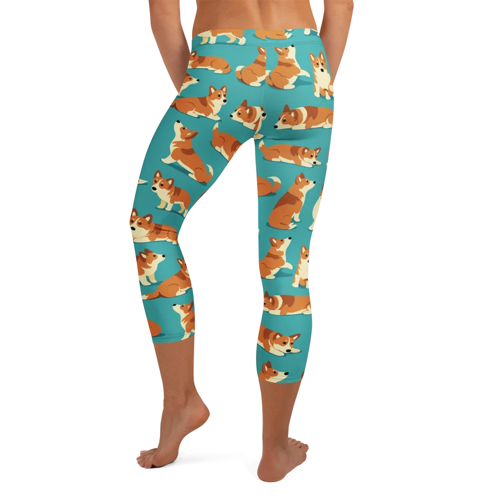 Teal Tails on Capri Leggings — Back