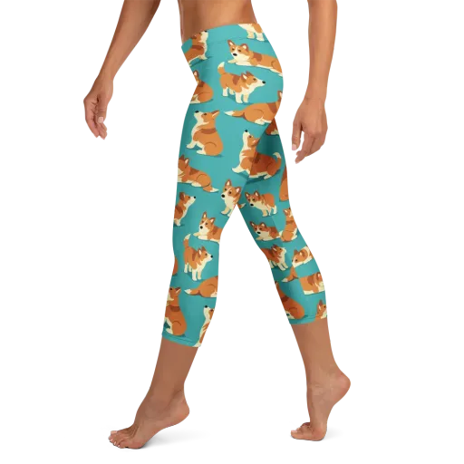Teal Tails on a Capri Leggings