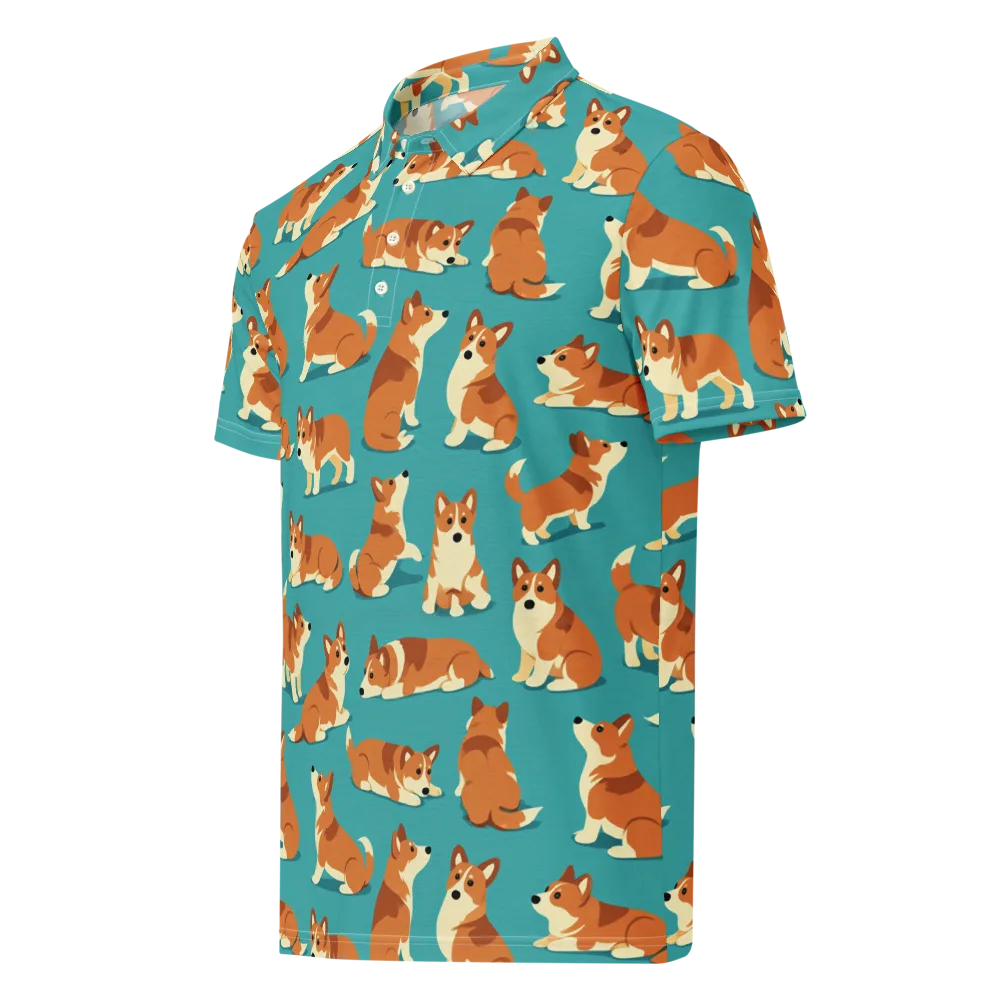 Teal Tails on Men's Slim Fit Polo Shirt — Left Front