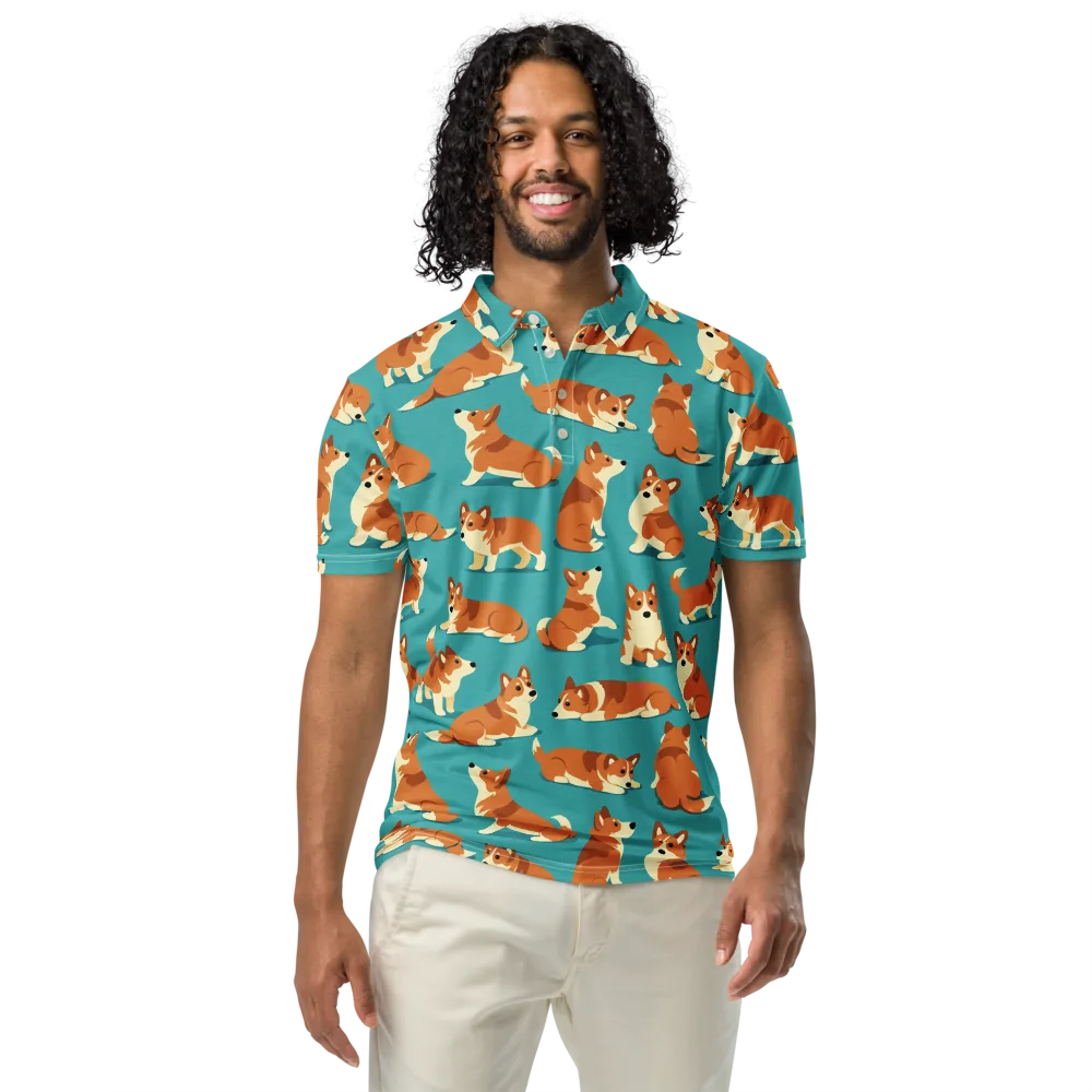 Teal Tails on Men's Slim Fit Polo Shirt — Front