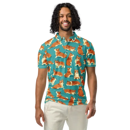 Teal Tails on a Men's Slim Fit Polo Shirt