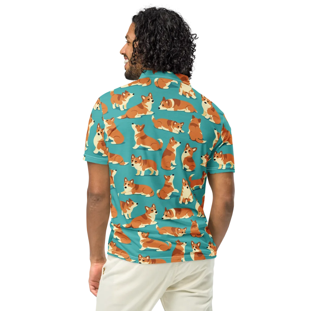 Teal Tails on Men's Slim Fit Polo Shirt — Back