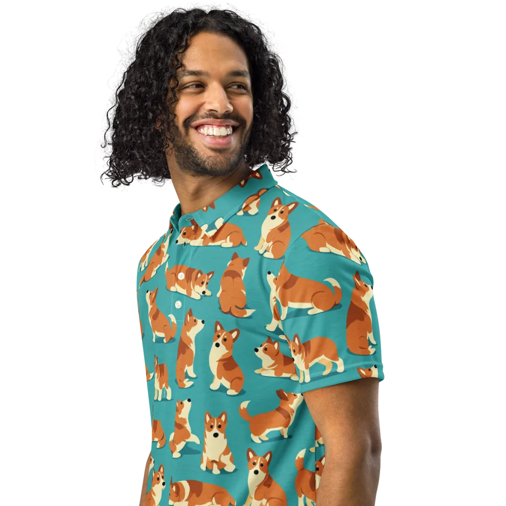 Teal Tails on Men's Slim Fit Polo Shirt — Left Front
