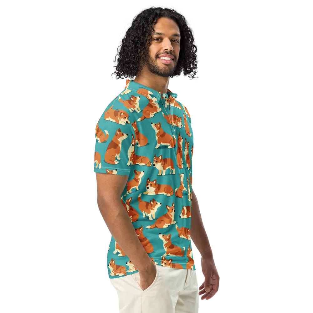 Teal Tails on Men's Slim Fit Polo Shirt — Right Front