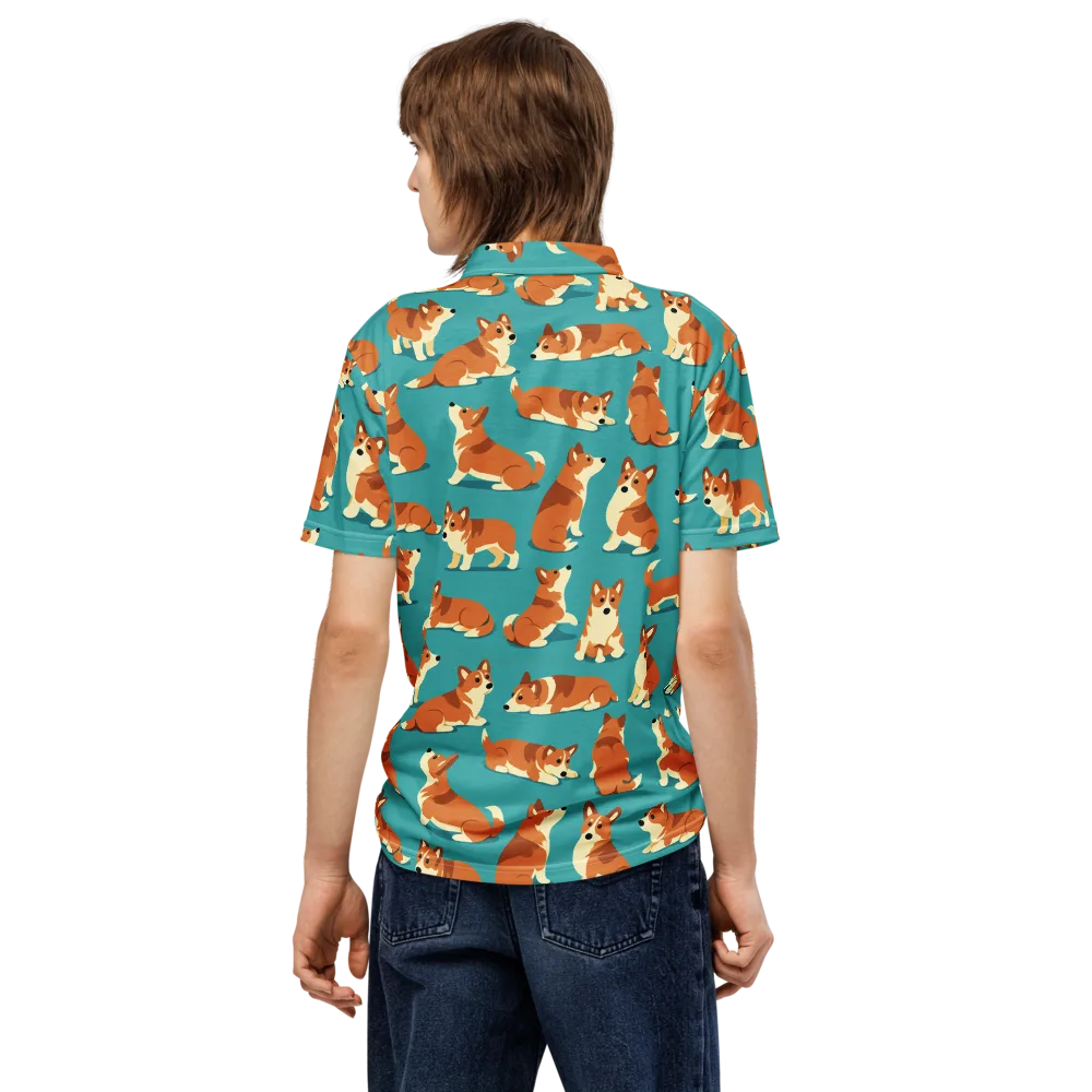 Teal Tails on Men's Slim Fit Polo Shirt — Back