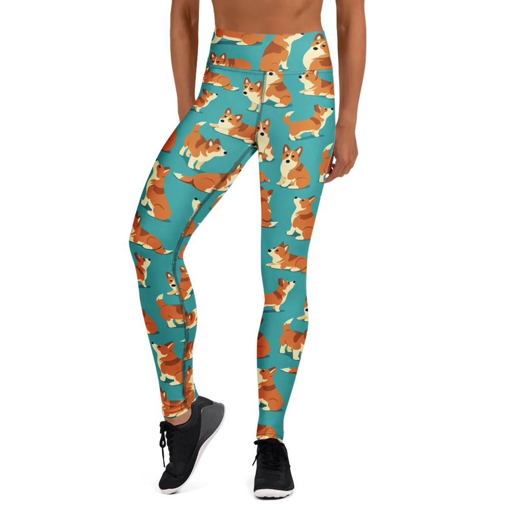 Teal Tails on Yoga Leggings — Front