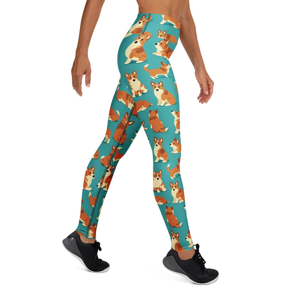 Teal Tails on Yoga Leggings — Right