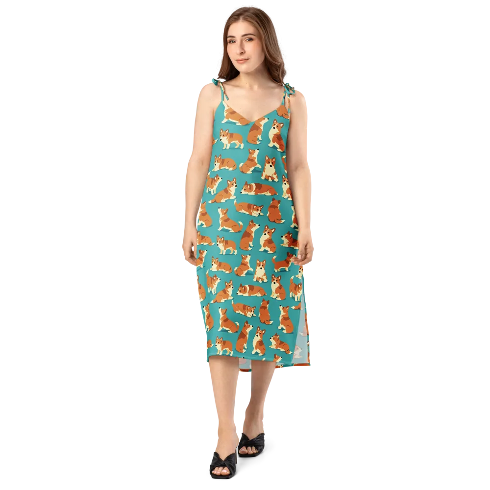 Teal Tails on Slip Dress — Front