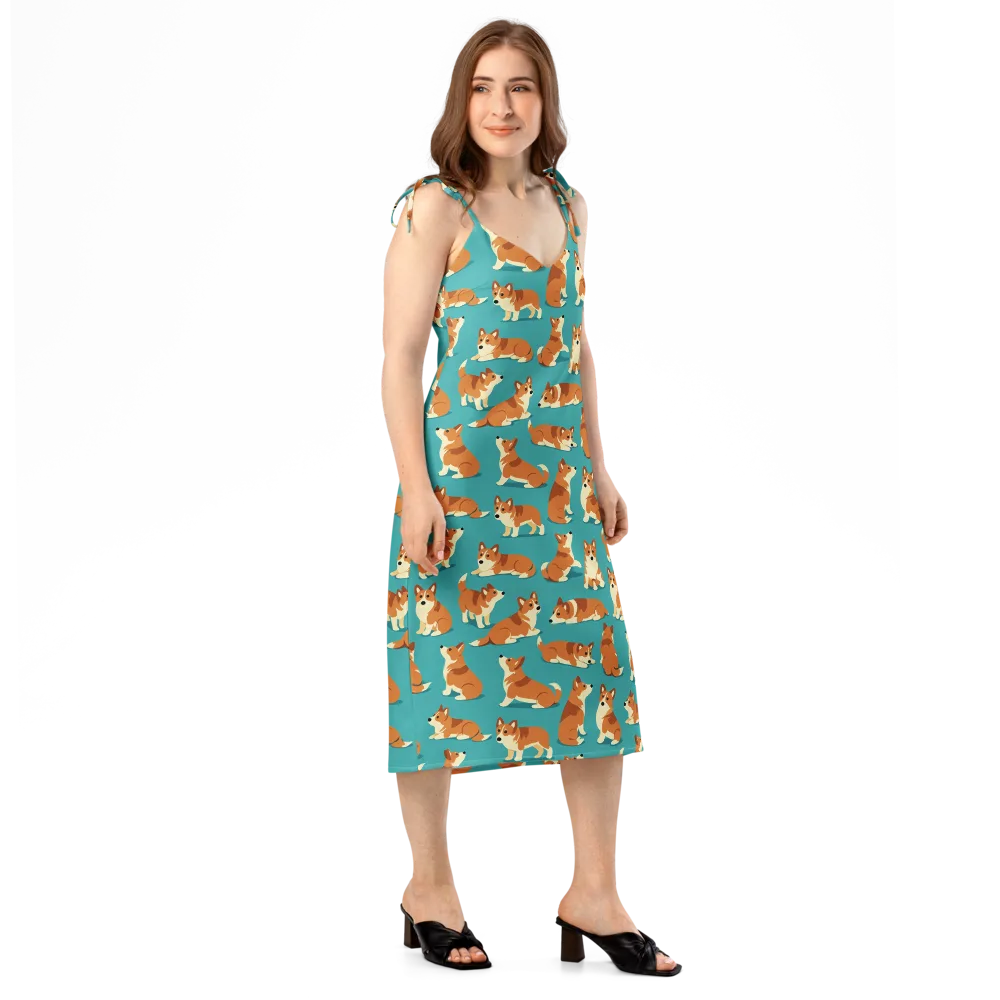 Teal Tails on Slip Dress — Right Front