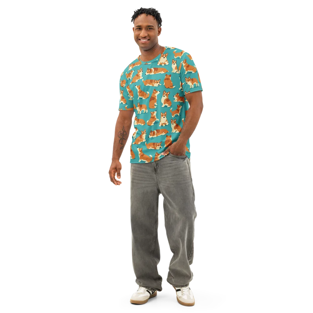 Teal Tails on Men's Cotton Crew Neck T-Shirt — Front