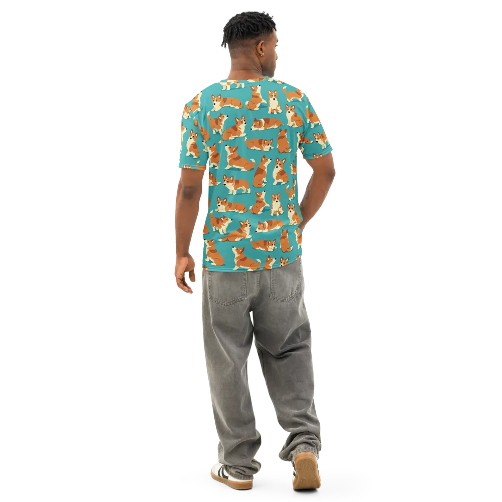 Teal Tails on Men's Cotton Crew Neck T-Shirt — Back