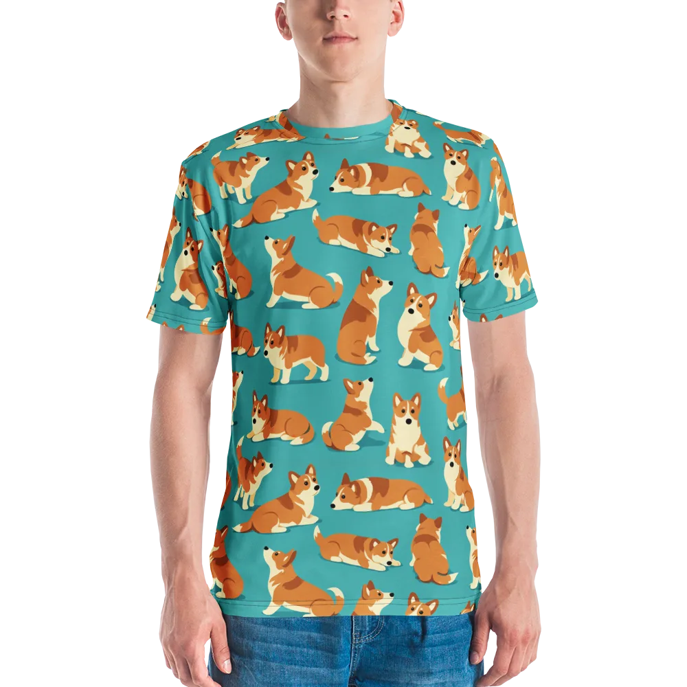 Teal Tails on Men's Crew Neck T-Shirt — Front