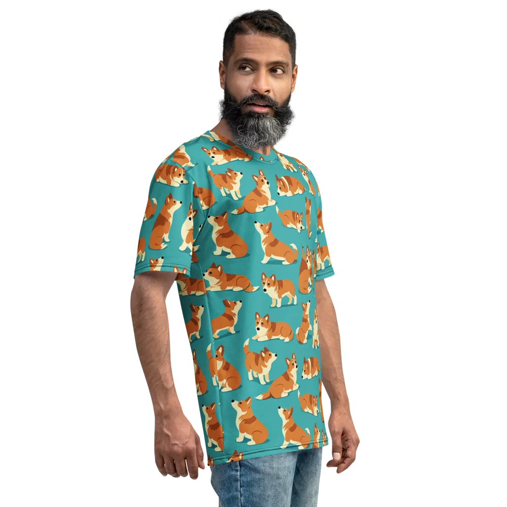 Teal Tails on Men's Crew Neck T-Shirt — Right