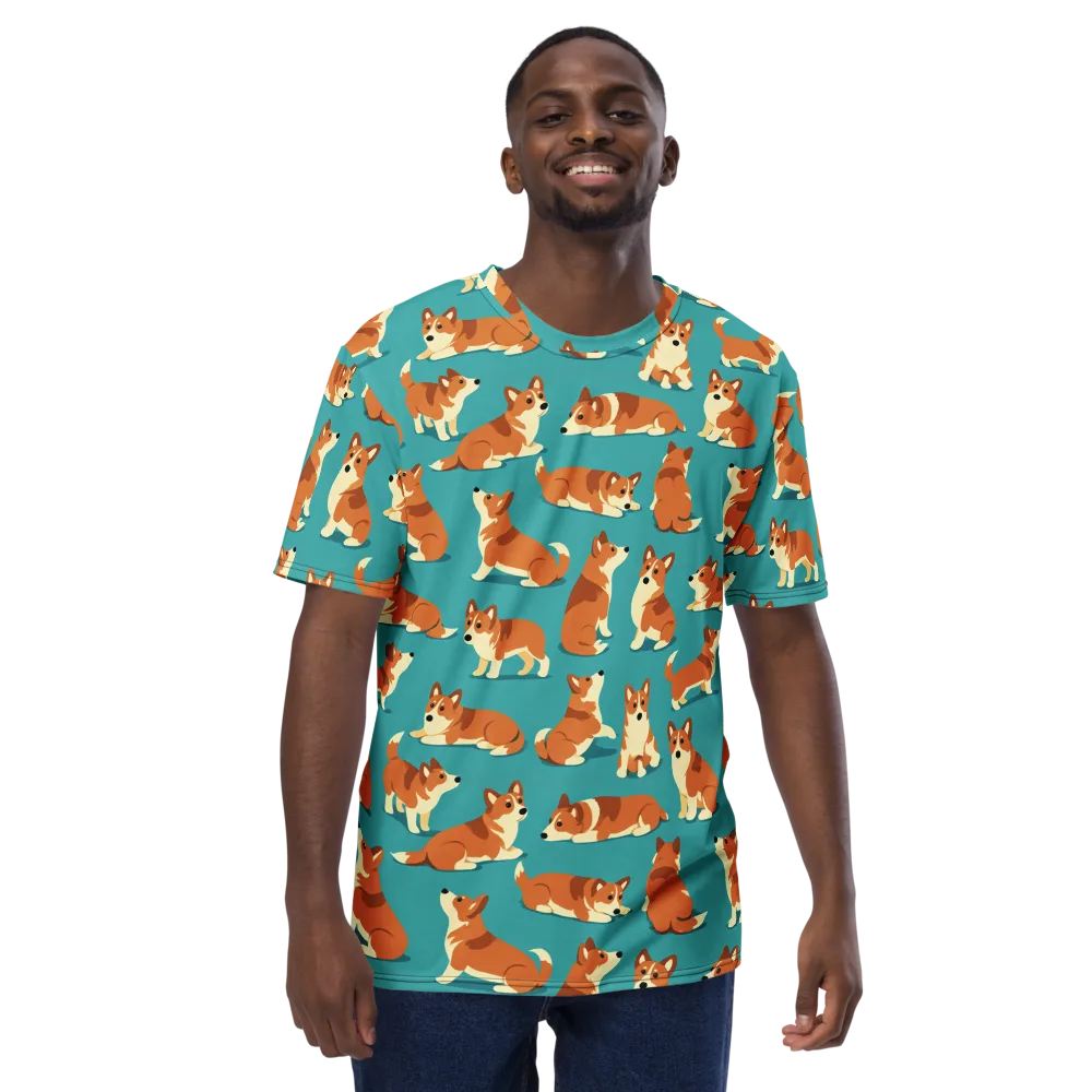 Teal Tails on Men's Crew Neck T-Shirt — Front